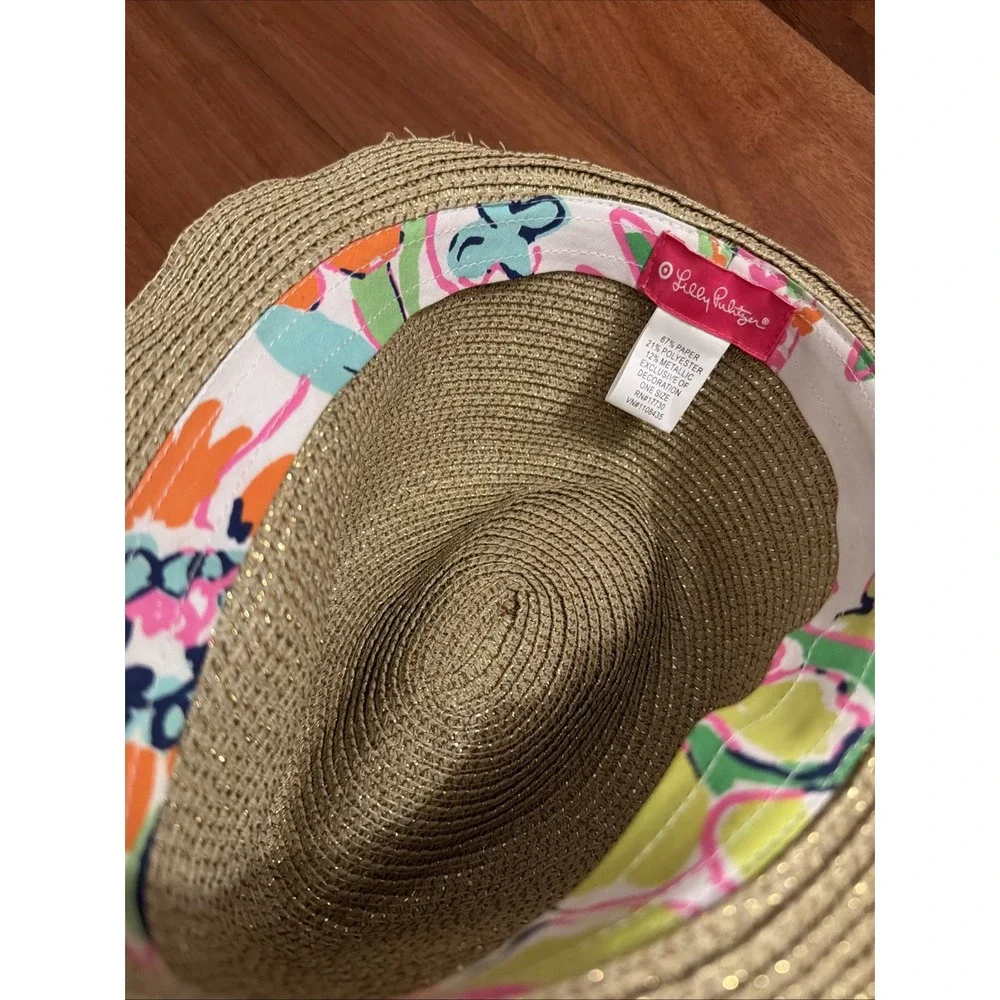 Lilly Pulitzer For Target Kids Girls Fedora Sunhat Shimmer Pink Tie